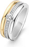 TI SENTO Dames Ring - 925 zilver - Zirkonia met geel verguld - Maat 17.75 mm / maat 56 - 12094ZY