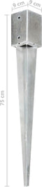 vidaXL - Grondpinnen - 6 - st - 9x9x75 - cm - gegalvaniseerd - staal - zilverkleurig