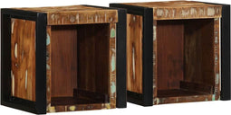 vidaXL - Nachtkastjes - 2st - 40x35x40cm - massief - gerecycled - hout - meerkleurig