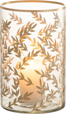J-Line windlicht Tarwe - glas - goud/transparant - medium