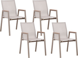 TIANO - Tuinstoelen set van 4 - Taupe - Aluminium