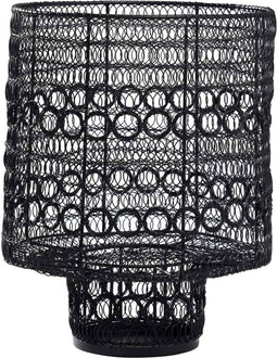 PTMD Yoyo Rond Windlicht - H33 x Ø25 cm - Ijzer - Zwart