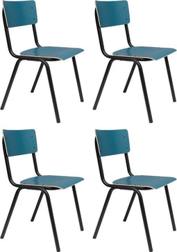 Zuiver Back To School Eetkamerstoel - Matte - Petrol - Set van 4