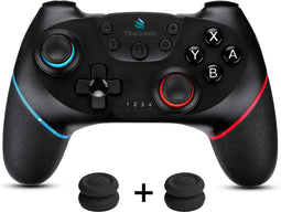 TibaGoods Game Controller - Draadloze Controller - Geschikt voor Nintendo Switch - Inclusief 2 thumb grips - Zwart