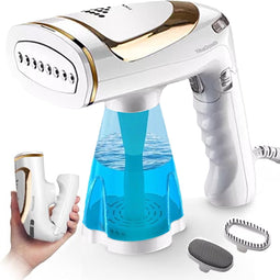 TibaGoods Luxe Kledingstomer - Handstomer - Stoomapparaat Kleding - Ontkreuker - Stoomreiniger - Stoomstrijkijzer - Warmt snel op - Inclusief 2 opzetborstels - 1500w - 250ml