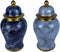 Tibor DKD Home Decor 22 x 22 x 42 cm 22 x 22 x 44 cm Porselein Blauw Gouden Marmer Modern (2 Stuks)