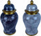 Tibor DKD Home Decor Porselein Blauw Gouden Marmer Modern 17 x 17 x 32 cm (2 Stuks)