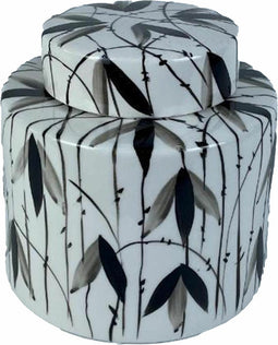Tibor DKD Home Decor Porselein Zwart Wit 17 x 17 x 16 cm Orientaals Blad van een plant