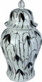 Tibor DKD Home Decor Porselein Zwart Wit Orientaals Blad van een plant (22 x 22 x 42 cm)