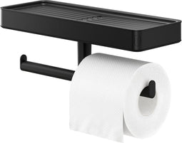 Tiger Carv - Toiletrolhouder - Wc rolhouder met planchet - Zonder boren met TigerFix (apart verkrijgbaar) - Zwart