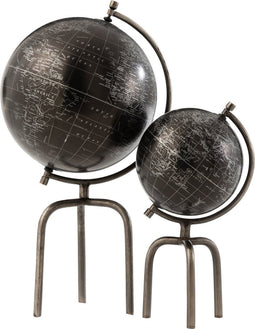J-Line wereldbol Tripod - ijzer/kunststof - zilver/zwart - large