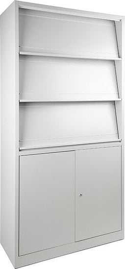 Tijdschriftenkast 195x100x42cm met onderkast Aluminium