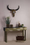 Tijdschriftenrek - 40x24x38 - Antique gold/bruin - Metaal/buffelleer
