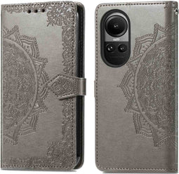 iMoshion Hoesje Geschikt voor Oppo Reno 10 Pro / Reno 10 Hoesje Met Pasjeshouder - iMoshion Mandala Bookcase - Grijs
