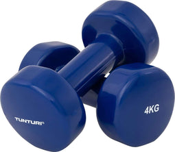 Tunturi Dumbbell set - 2 x 4 kg - Vinyl - Blauw (2 stuks)