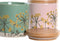 Tin DKD Home Decor 11,5 x 11,5 x 12 cm Gebloemd Roze Groen Bamboe Keramiek Shabby Chic (2 Stuks)