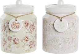 Tin DKD Home Decor 12 x 12 x 16 cm 1 L Dolomite Traditioneel (2 Stuks)
