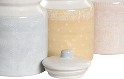 Tin DKD Home Decor 12 x 12 x 16 cm Blauw Roze Geel Dolomite Shabby Chic (3 Stuks)
