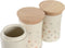 Tin DKD Home Decor Beige Bamboe Keramiek Stippen 10 x 10 x 16 cm (3 Stuks)