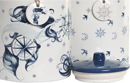 Tin DKD Home Decor Blauw 15 x 15 x 21 cm Wit Dolomite (2 Stuks)