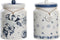 Tin DKD Home Decor Blauw 15 x 15 x 21 cm Wit Dolomite (2 Stuks)