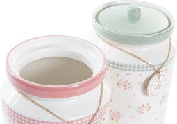 Tin DKD Home Decor Roze Groen Dolomite Vichy (2,3 L) (2 Stuks)