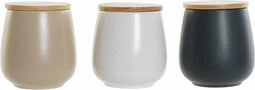 Tin DKD Home Decor Wit Beige Donker grijs 10 x 10 x 13 cm (3 Stuks)