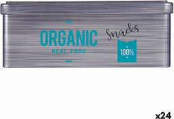 Tin Organic Snacks Grijs Blik (11 x 7,1 x 18 cm) (24 Stuks)