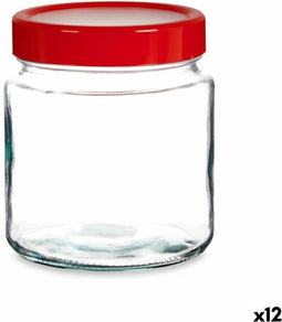 Tin Rood Transparant Glas Polypropyleen (1 L) (12 Stuks)