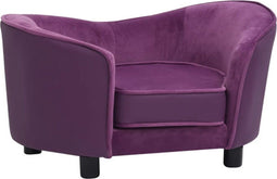 vidaXL - Hondenbank - 69x49x40 - cm - pluche - en - kunstleer - bordeauxrood