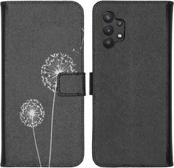 iMoshion Hoesje Geschikt voor Samsung Galaxy A32 (5G) Hoesje Met Pasjeshouder - iMoshion Design Softcase Bookcase - Zwart / Dandelion