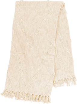 Tiseco - Deken SAHARA - plaid met franjes - boho - 130x160 cm - Ivoor