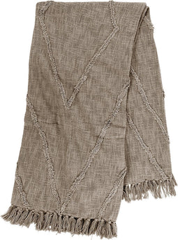 Tiseco - Deken SAHARA - plaid met franjes - boho - 130x160 cm - Taupe