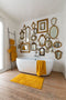 Tiseco Home Studio - Badmat RIVA - - 100% katoen - antislip - Rechthoek - 60x100 cm - Yellow sunflower