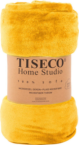 Tiseco Home Studio - Plaid COSY - microflannel - 220 g/m² - 240x220 cm - Yellow sunflower
