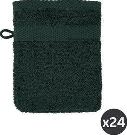 TISECO HOME STUDIO - Washand RIVA - SET/24 - 100% katoen - 450 g/m² - met ophanglus - 100% katoen - superzacht en zeer absorberend - 15x21 cm - Donkergroen