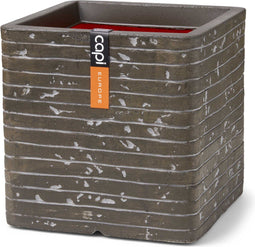 Capi Europe - Bloempot vierkant Row NL - 40x40x40 - Olijfgroen - Opening Ø32 - Voor binnen en buiten - Levenslang garantie - Breukbestendig - 100% Recyclebaar - KRWG903
