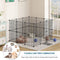 Eugad Puppyren 142x72x72 cm - Opvouwbare Metalen Dierenren - Stevige Panelen met Deur - Zwart/Metaal