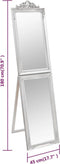 vidaXL - Spiegel - vrijstaand - 45x180 - cm - wit - zilverkleurig
