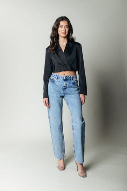 Colourful Rebel Jones Rhinestones Denim - Dames Jeans - Lichtblauw - Maat S