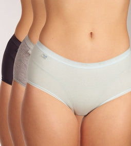 sloggi Basic+ Midi C3P - Dames Onderbroek - 3-pack - Grijs/Paars/Blauw
