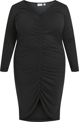 EVOKED VILA VILUANA V-NECK L/S MIDI DRESS/CUR - Dames Jurk - V-hals - Maat 48