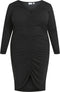 EVOKED VILA VILUANA V-NECK L/S MIDI DRESS/CUR - Dames Jurk - V-hals - Maat 48