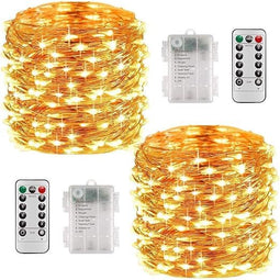 LED lichtsnoer op batterij – 2 stuks 8M met afstandsbediening – 8 standen