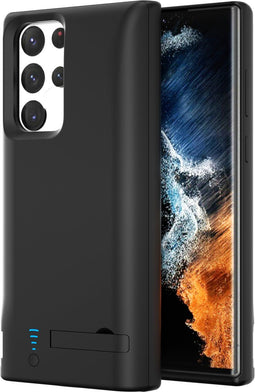 Lunso - Battery Power Case hoes - Geschikt voor Samsung Galaxy S22 Ultra - 5000 mAh - Zwart