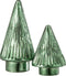 J-Line decoratie kerstboom - glas - groen - small - LED lichtjes - kerstversiering