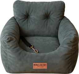 By Cee Cee - Luxe Hondenmand Auto - Zacht en Stijlvol - Met veiligheidsriempje - Donkergrijs (S)