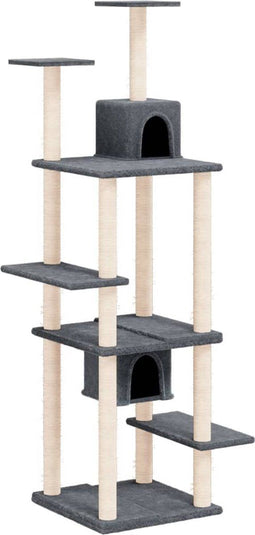 vidaXL - Kattenmeubel - met - sisal - krabpalen - 176 - cm - donkergrijs