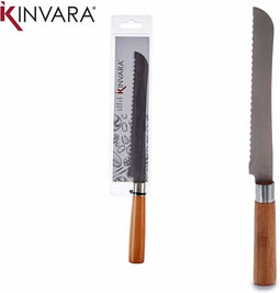 Gekarteld mes Zilverkleurig Hout Bruin Roestvrij staal Bamboe