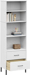 vidaXL - Boekenkast - met - 2 - lades - OSLO - 60x35x180 - cm - massief - hout - wit
